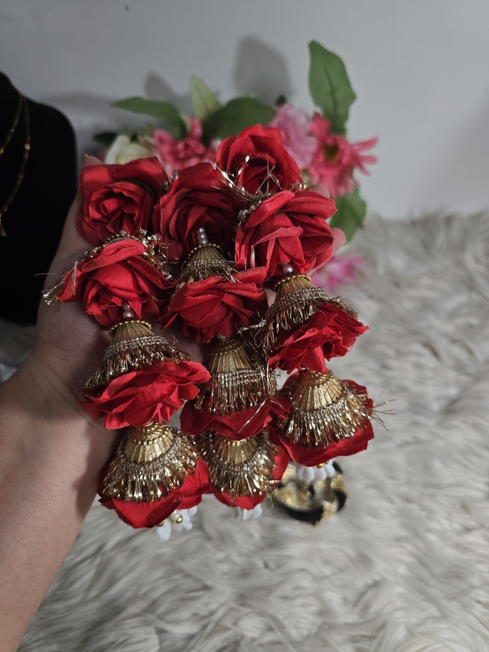 Beautiful Heavy Desi Paranda With Rose Detail - Picture 5 of 8